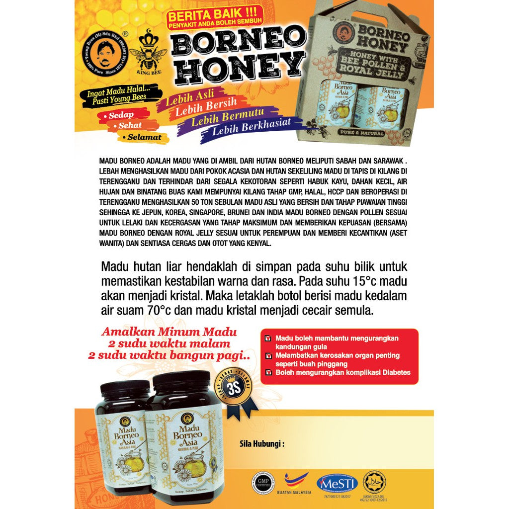 [YOUNG BEES] PREMIUM MADU BORNEO ASIA Pure Honey Madu Asli | Tropika | Tualang | Lingzhi | Batok