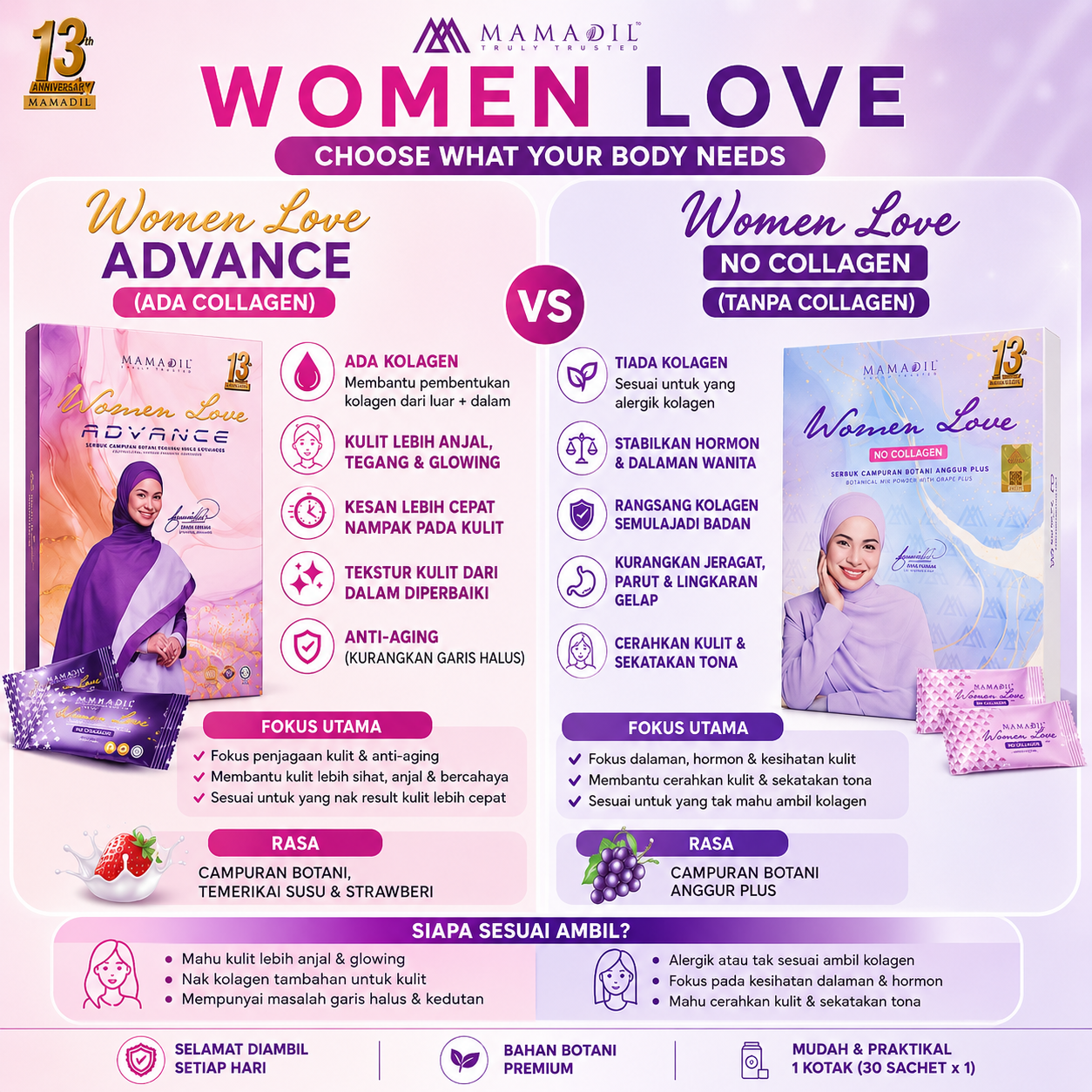 [MAMADIL] WOMEN LOVE ADVANCE | NO COLLAGEN Kacip Fatimah Manjakani Kurus Cantik Subur Kesihatan wanita