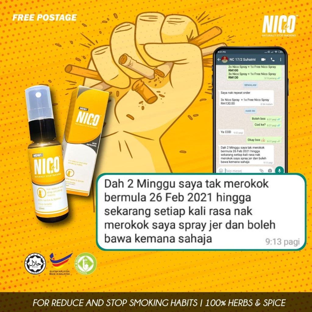 NICO HERBS herba natural Spray NICO Berhenti Merokok stop smoking Original 100% 30ml