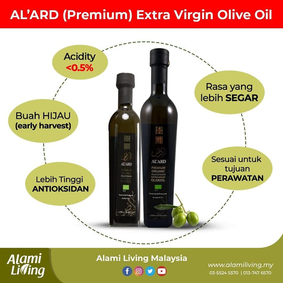 [ALARD] AL 'ARD Palestinian Organic Premium Extra Virgin Olive Oil Minyak Zaitun tulen asli 1000thn