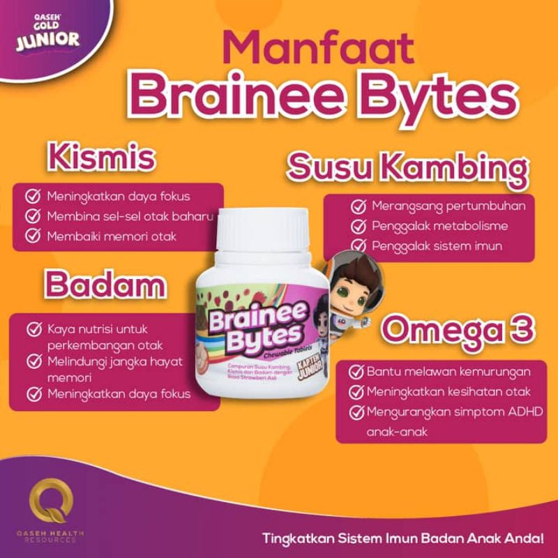 [QASEH GOLD] JUNIOR  ANA EDAR JUS JUNIOR ASLI | OREN | BRAINEE BYTES | EMUNKIDZ