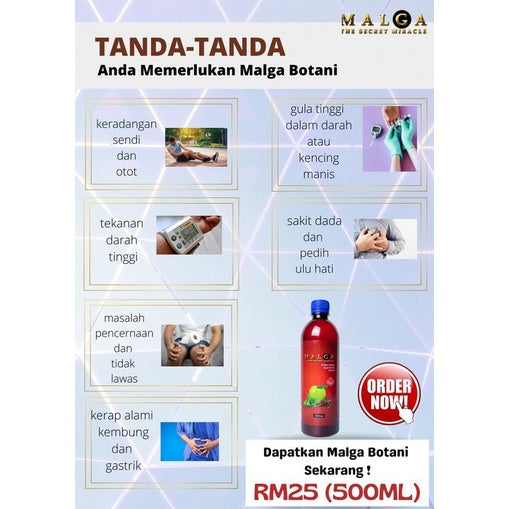 [MALGA] MALGA BOTANI 500ml Minuman Botanikal Gaharu Hydrosol Dengan Rasa Epal Stevia