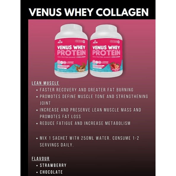 [AGYM NUTRITION] VENUS WHEY PROTEIN - for Ladies 600g 20Sachets, + Collagen Fit Body Muscle