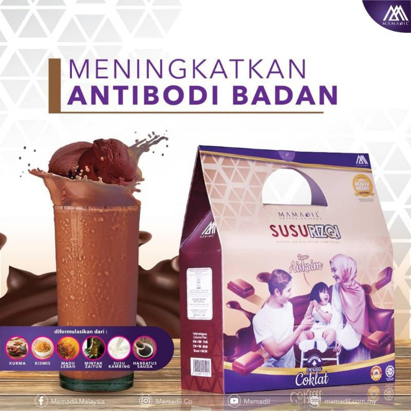 [MAMADIL] SUSU RIZQI Coklat Vanila Kurma Strawberi Sesuai untuk semua seawal 2 tahun & bantu ibu hamil