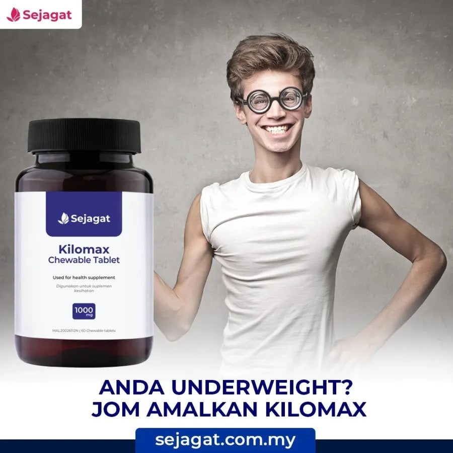 [SEJAGAT GLOBAL] KILOMAX Kilo Max Tambah Berat Badan Weight Gain Chewable 60 Tablet Naik Selera Makan