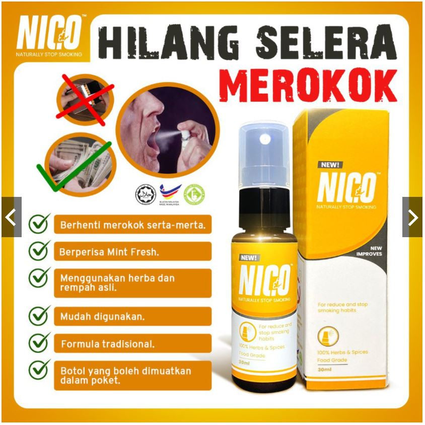 NICO HERBS herba natural Spray NICO Berhenti Merokok stop smoking Original 100% 30ml