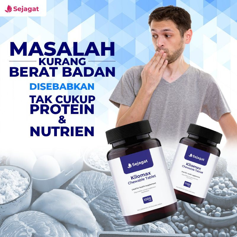 [SEJAGAT GLOBAL] KILOMAX Kilo Max Tambah Berat Badan Weight Gain Chewable 60 Tablet Naik Selera Makan