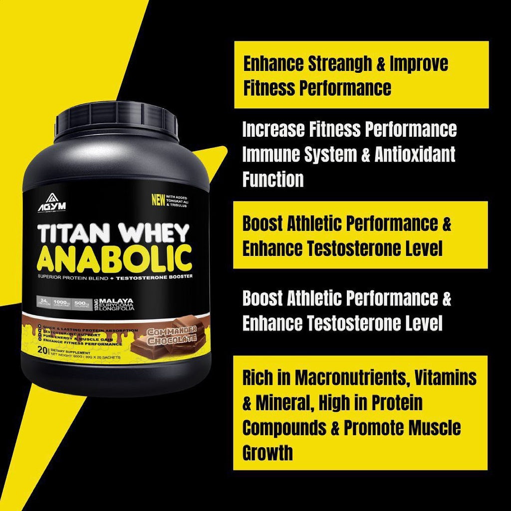 [AGYM NUTRITION] Titan Whey ANABOLIC Advance Protein 600g (20 sachets) HALAL ULTIMATE Pro Level