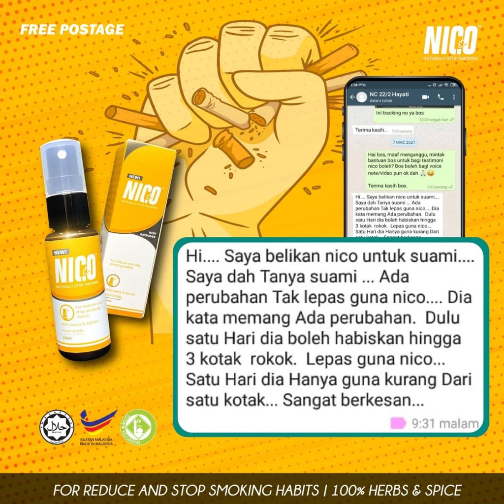 NICO HERBS herba natural Spray NICO Berhenti Merokok stop smoking Original 100% 30ml