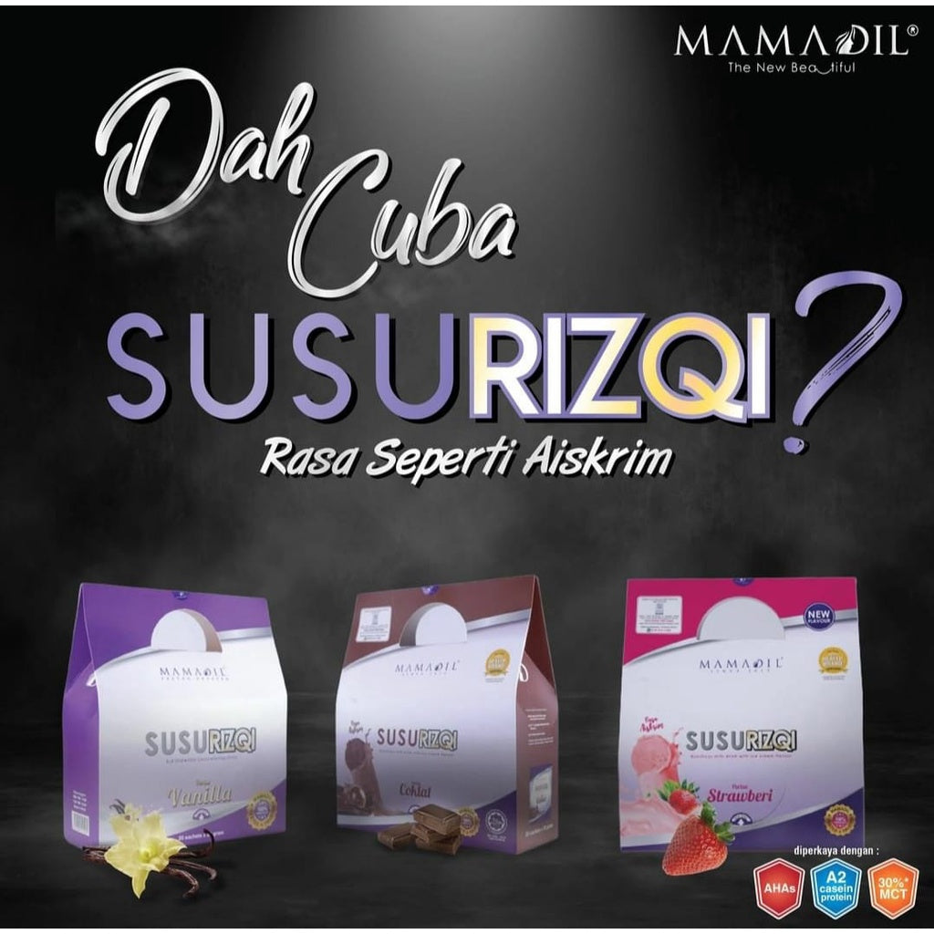 [MAMADIL] SUSU RIZQI Coklat Vanila Kurma Strawberi Sesuai untuk semua seawal 2 tahun & bantu ibu hamil