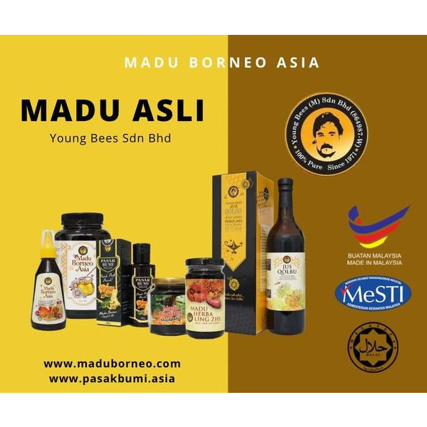 [YOUNG BEES] PREMIUM MADU BORNEO ASIA Pure Honey Madu Asli | Tropika | Tualang | Lingzhi | Batok
