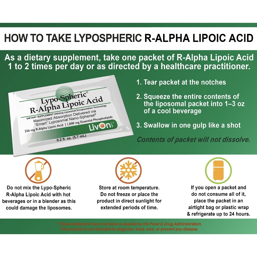 [LIVON LABS] Lypo-Spheric Liposomal R-ALPHA LIPOIC ACID Cellular energy support MADE IN USA