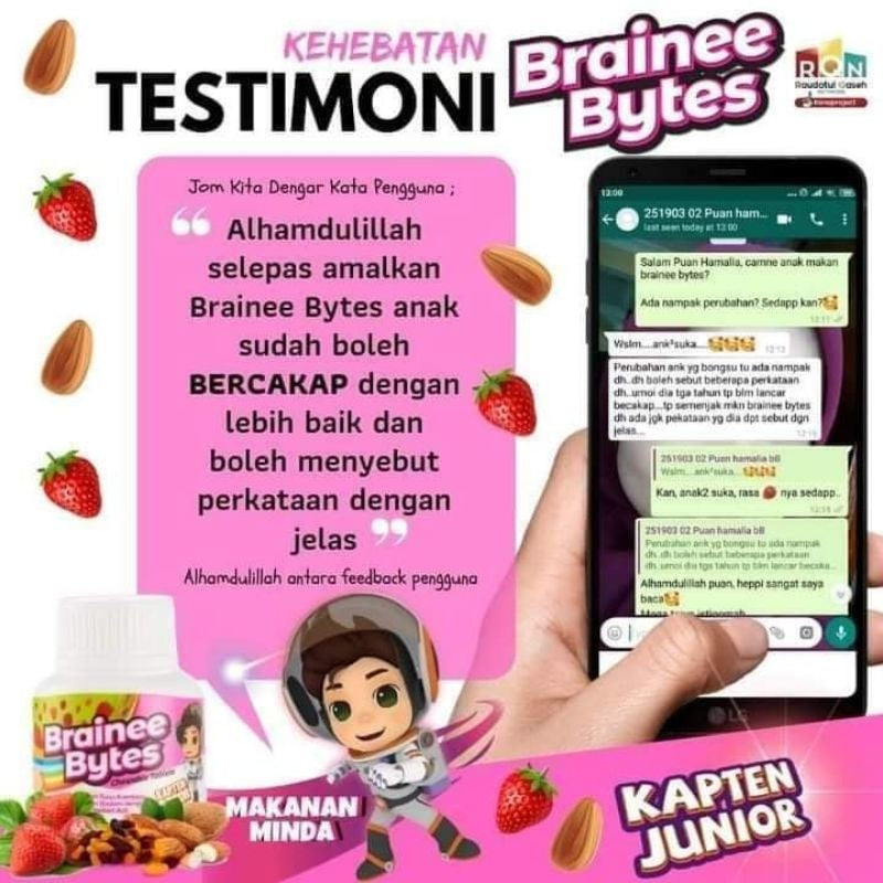 [QASEH GOLD] JUNIOR BRAINEE BYTES | TABLET MINDA | IQ BOOSTER | KURANG SELERA MAKAN | FOKUS