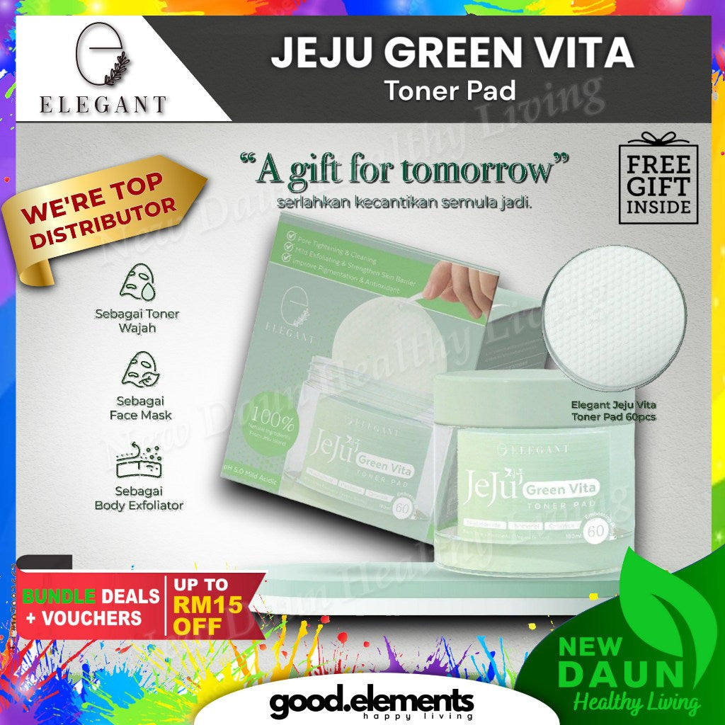 [ELEGANT] JEJU GREEN VITA TONER PAD New Range Green Tea Extract | Jeju Cleanser EJC