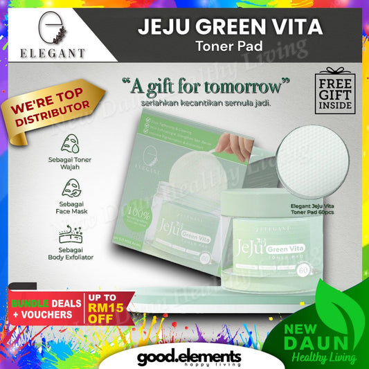 [ELEGANT] JEJU GREEN VITA TONER PAD New Range Green Tea Extract | Jeju Cleanser EJC