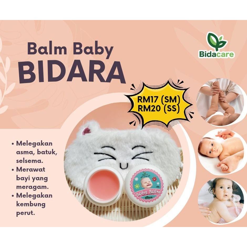 [BIDACARE] BABY BALM BIDARA AROMATHERAPY Bayi Anak Meragam Kembung Selsema Kahak 50g