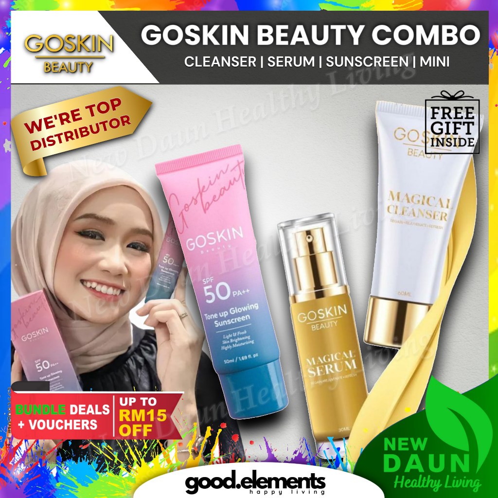 [GOSKIN BEAUTY] [COMBO] BEAUTY TONE UP GLOWING SUNSCREEN MAGICAL SERUM CLEANSER KULIT