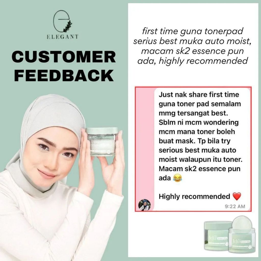 [ELEGANT] JEJU GREEN VITA TONER PAD New Range Green Tea Extract | Jeju Cleanser EJC