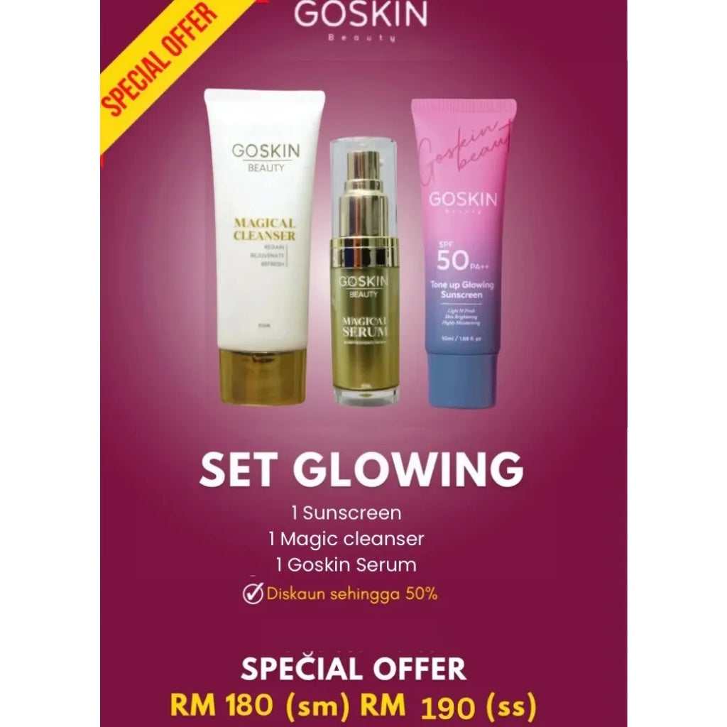 [GOSKIN BEAUTY] [COMBO] BEAUTY TONE UP GLOWING SUNSCREEN MAGICAL SERUM CLEANSER KULIT