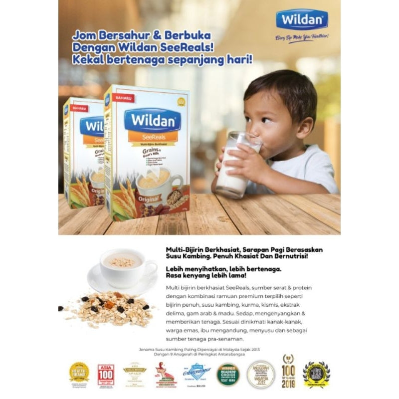 [WILDAN] SEEREALS Susu Kambing Cereals Minuman Multi-Bijirin Goat Milk Bijirin Kenyang Sarapan