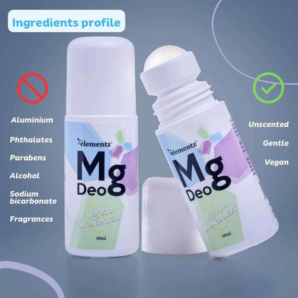 [ELEMENTZ] MG DEO Magnesium Deo 60ml (ALUMINUM FREE) Natural Magnesium Deodorant Roll