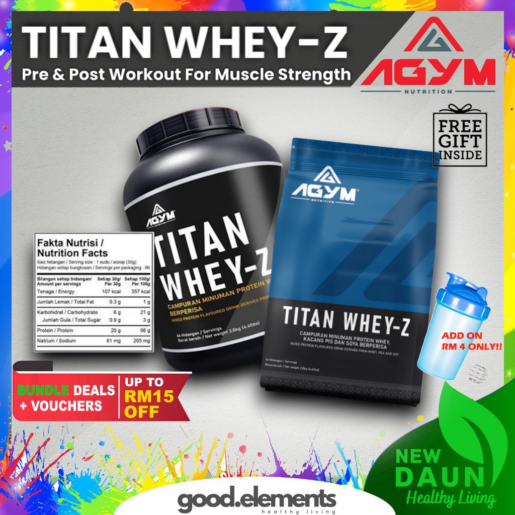 [AGYM NUTRITION] Titan Whey | Whey-Z Halal Whey Protein Blend Powder Fitness Supplement New Formula