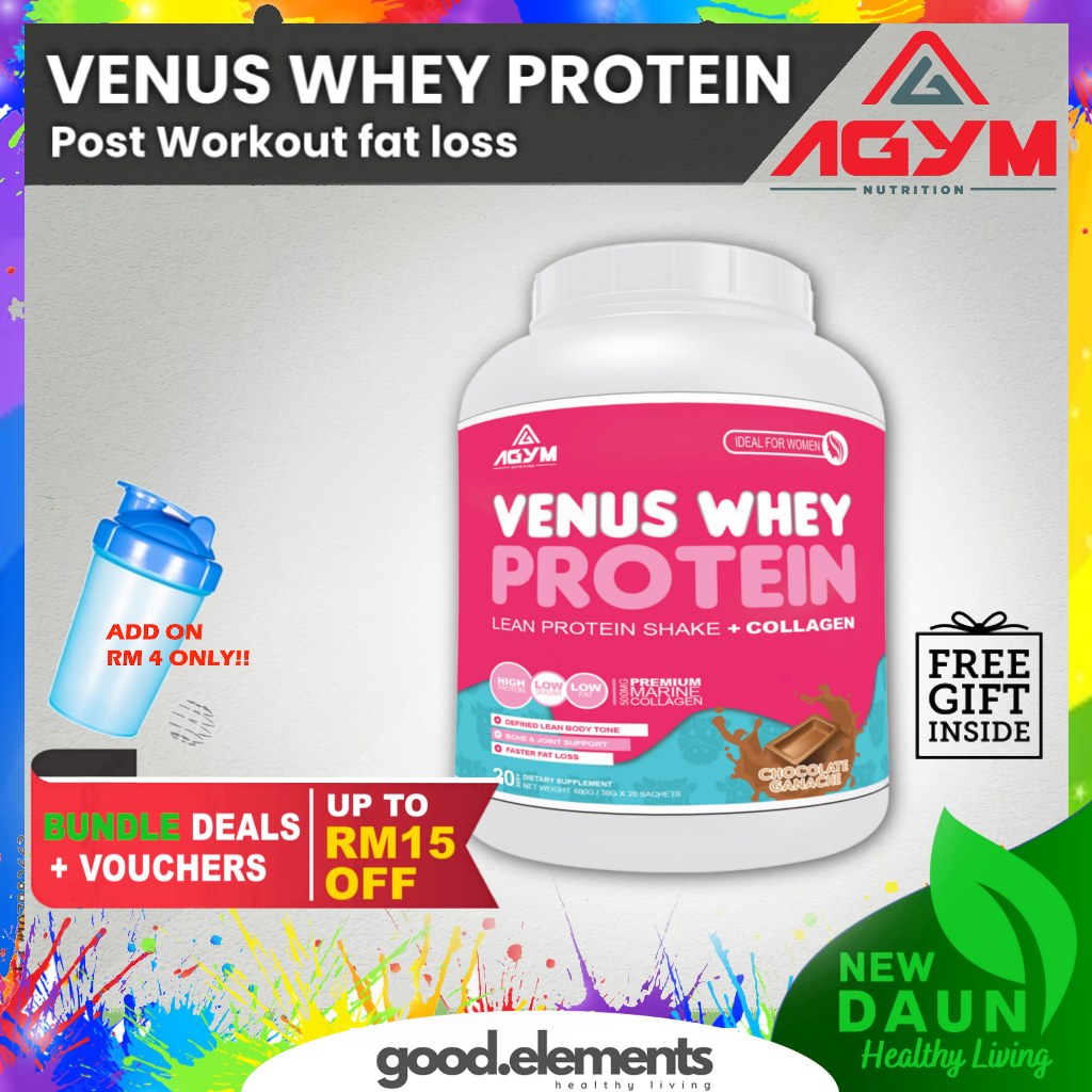 [AGYM NUTRITION] VENUS WHEY PROTEIN - for Ladies 600g 20Sachets, + Collagen Fit Body Muscle