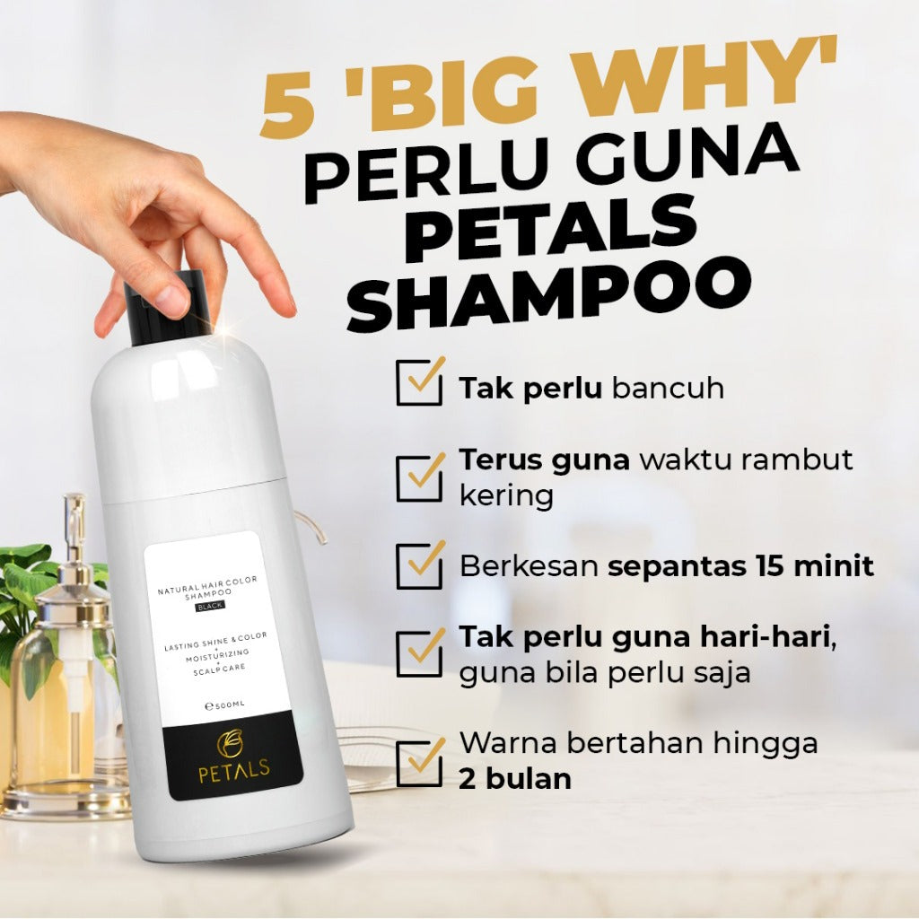 [PETALS] SYAMPOO RAMBUT HALAL HAIR COLOR SHAMPOO 15 MINIT WARNA TUTUP UBAN INAI HITAMKAN HENNA