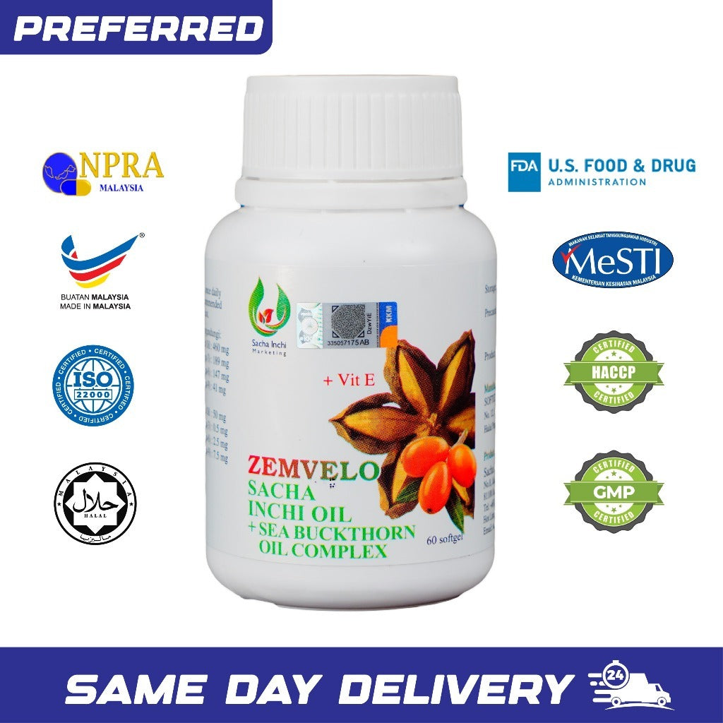 [ZEMVELO] SACHA INCHI SOFTGEL 120 520mg | SEABUCKTHORN OIL | TOCOTRIENOL Vitamin E