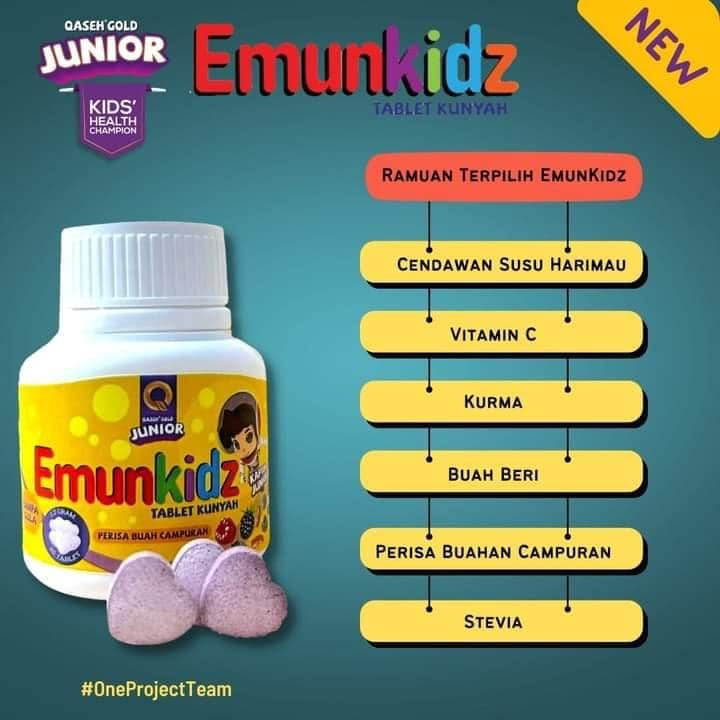 [QASEH GOLD] JUNIOR EMUNKIDZ VITAMIN C | IMUN BOOSTER | SELSEMA | BATUK | DEMAM