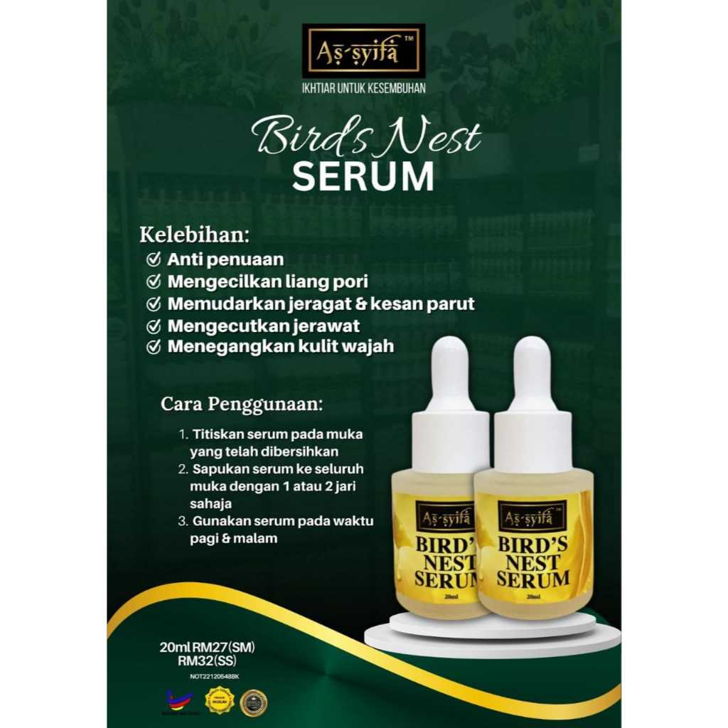 [BIDARA AS-SYIFA] BIRD'S NEST SERUM Sarang Burung Assyifa jerawat jeragat parut ORI 20ml