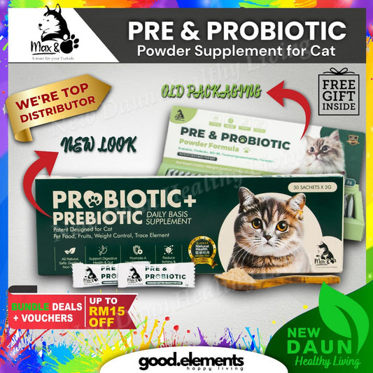 [MAX & PAW] PREBIOTIC & PROBIOTIC POWDER  Multivitamin All Natural Pet Supplement FOR CAT Sachet