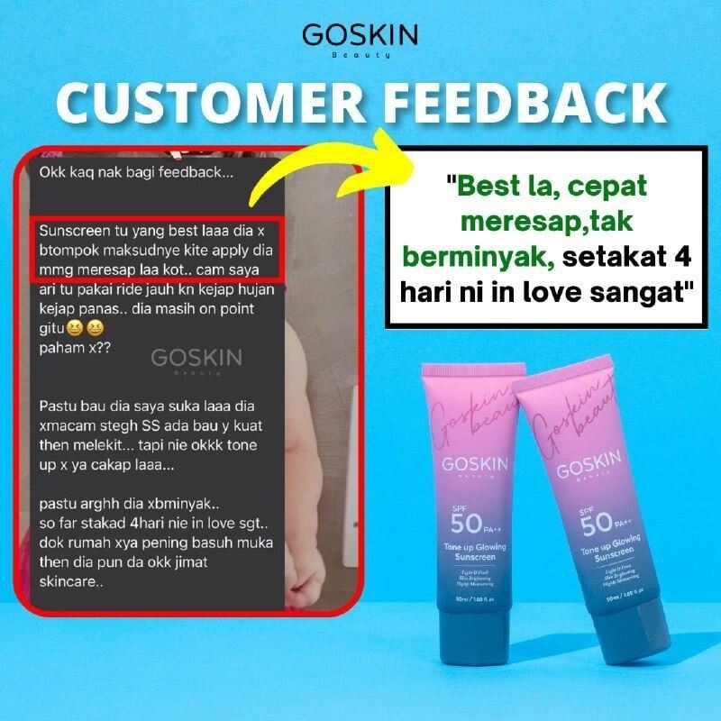 [GOSKIN BEAUTY] TONE UP GLOWING SUNSCREEN Go Skin HQ  SPF 50+ 10ml mini & 50ml Whitening