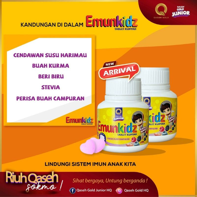 [QASEH GOLD] JUNIOR EMUNKIDZ VITAMIN C | IMUN BOOSTER | SELSEMA | BATUK | DEMAM