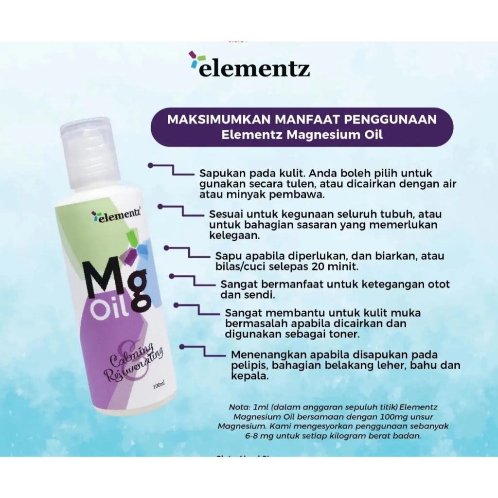 [ELEMENTZ] MG OIL Magnesium Oil pure natural Zechstein
