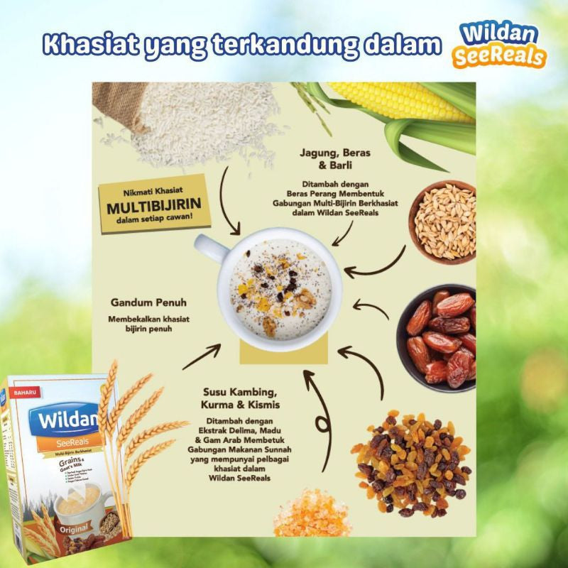 [WILDAN] SEEREALS Susu Kambing Cereals Minuman Multi-Bijirin Goat Milk Bijirin Kenyang Sarapan