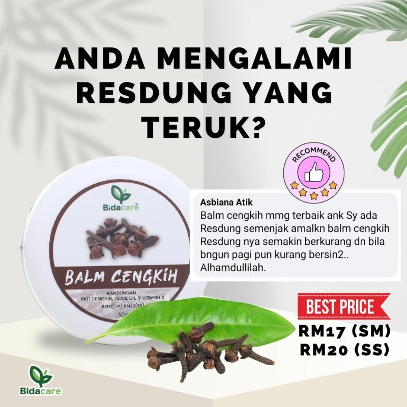 [BIDACARE] BALM CENGKIH Resdung Batuk Selsema Pernafasan Ruqyah 50g