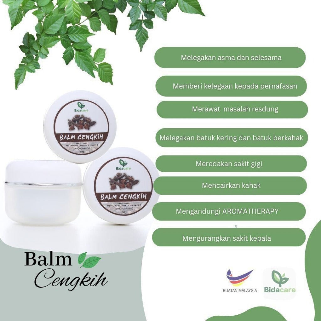 [BIDACARE] BALM CENGKIH Resdung Batuk Selsema Pernafasan Ruqyah 50g
