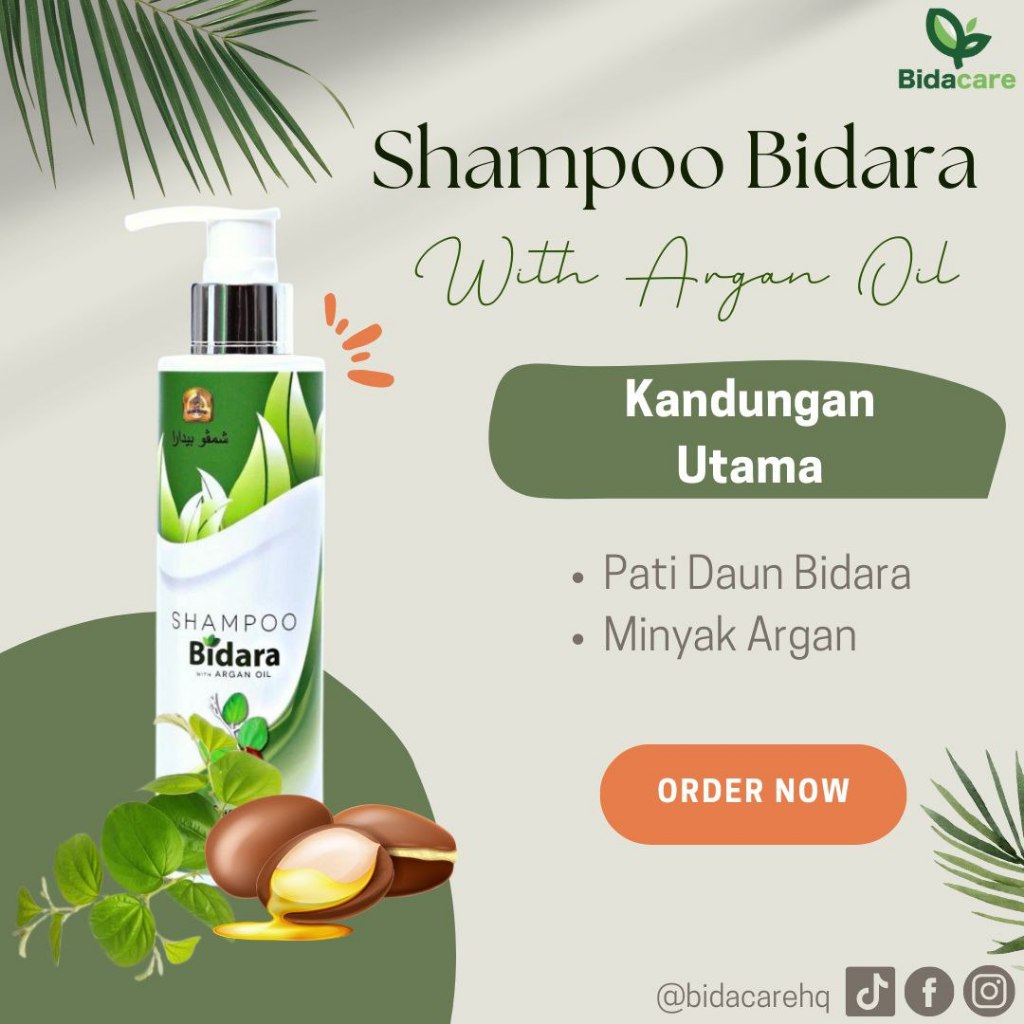 [BIDACARE] SHAMPOO BIDARA WITH ARGAN OIL 200ML Kesihatan kepala rambut cantik mood baik