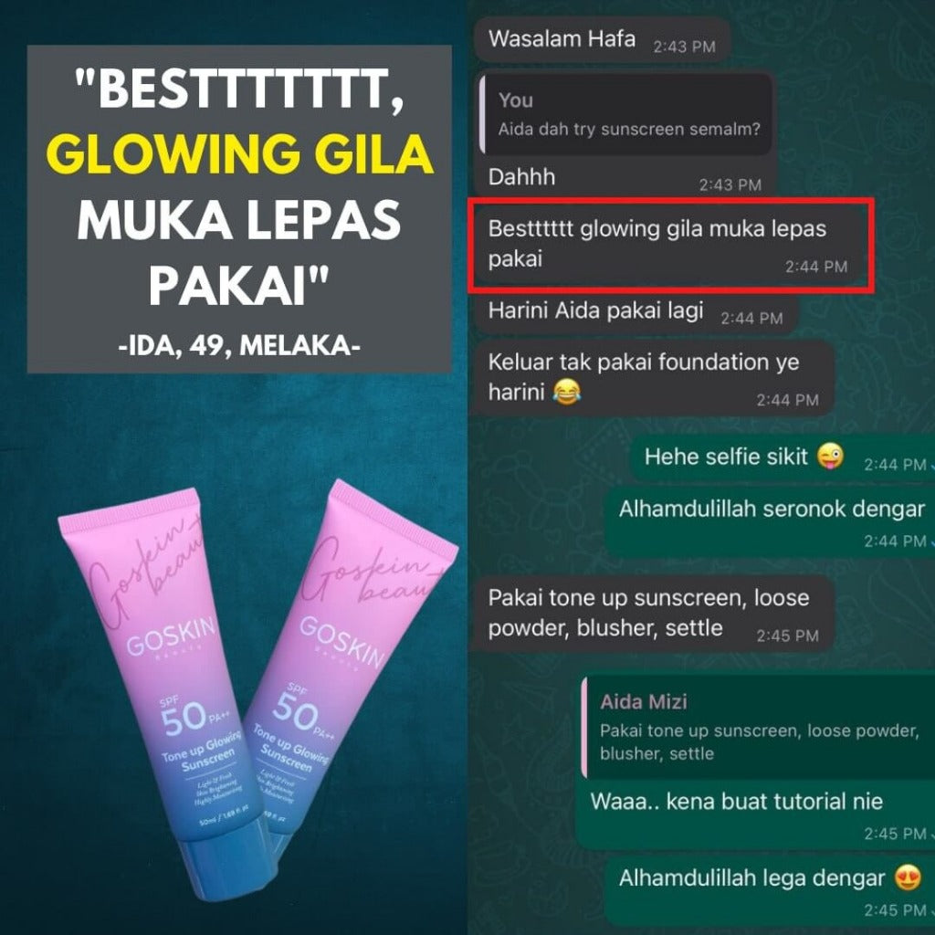 [GOSKIN BEAUTY] TONE UP GLOWING SUNSCREEN Go Skin HQ  SPF 50+ 10ml mini & 50ml Whitening