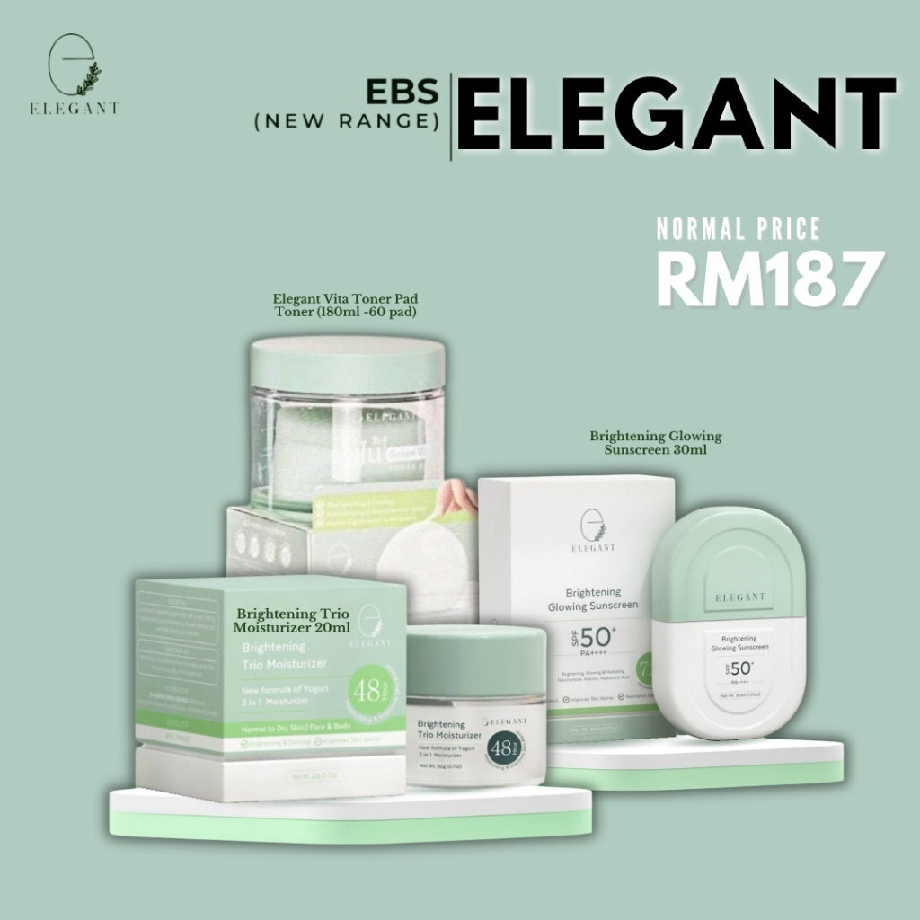[ELEGANT] BRIGHTENING AND GLOWING SERIES (Sunscreen EBS | Moisturizer EBM | Toner Pad EJT)
