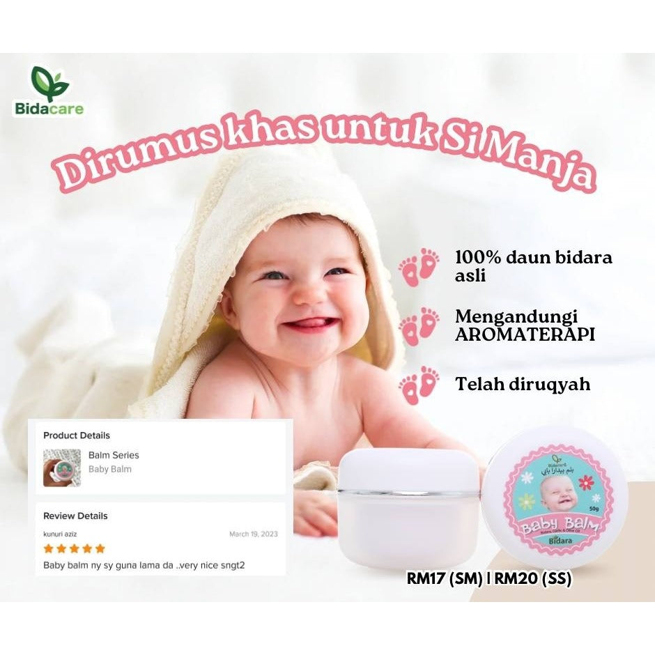 [BIDACARE] BABY BALM BIDARA AROMATHERAPY Bayi Anak Meragam Kembung Selsema Kahak 50g