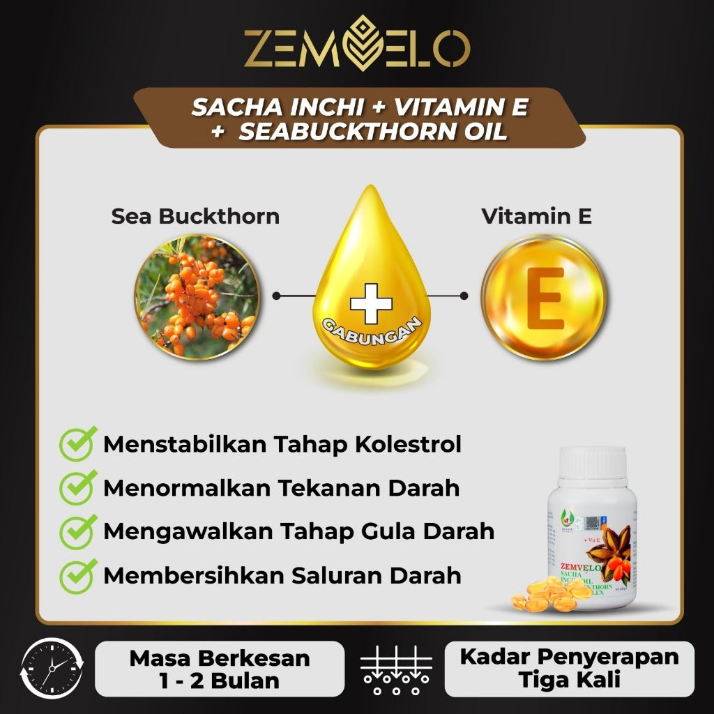 [ZEMVELO] SACHA INCHI OIL SEABUCKTHORN | TOCOTRIENOLS | HABBATUS SAUDA Softgel black cumin vitamin E
