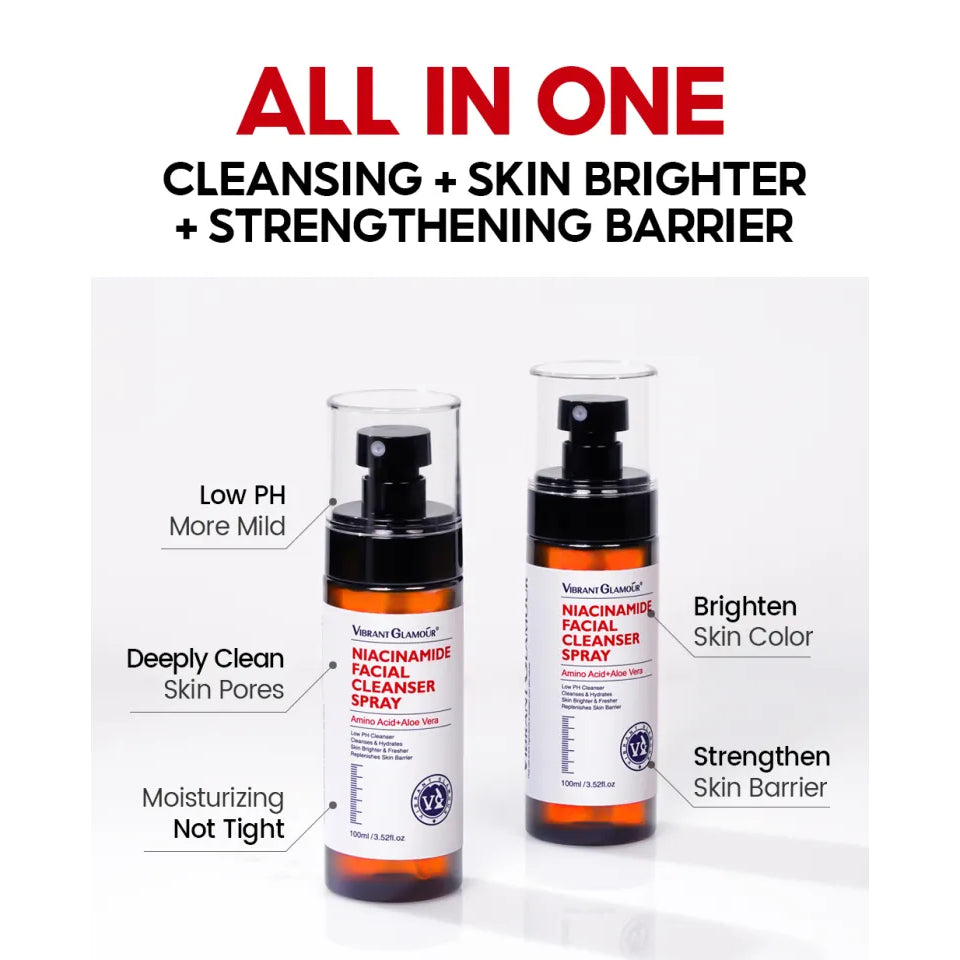 [VIBRANT GLAMOUR] NIACINAMIDE FACIAL CLEANSER SPRAY 4X Amino Acid Moisturize Oil Ctrl