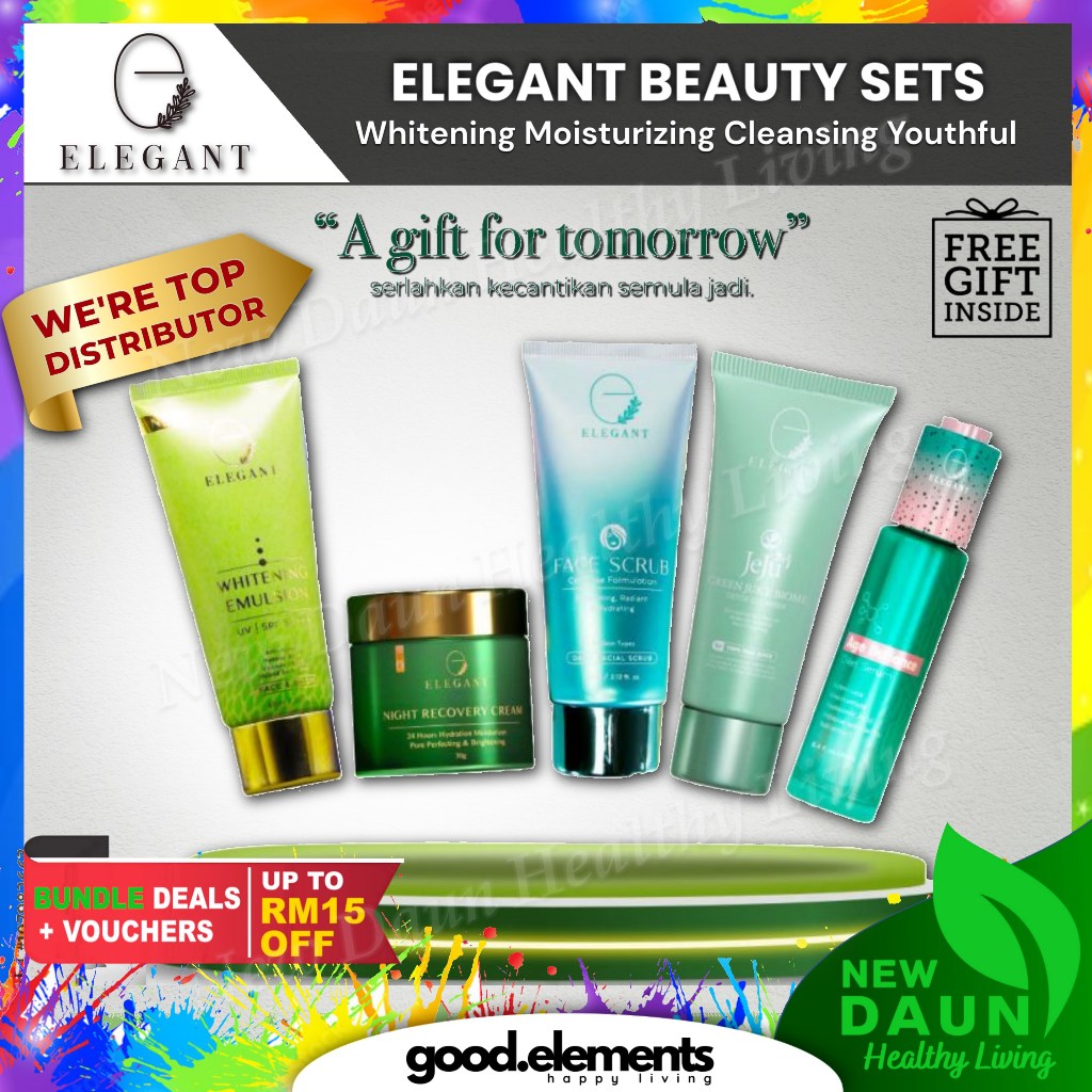 [ELEGANT] Whitening EWE | Night Cream ENRC | Jeju Cleanser EJC | Scrub ECFS | Serum EADOS | Lipglass