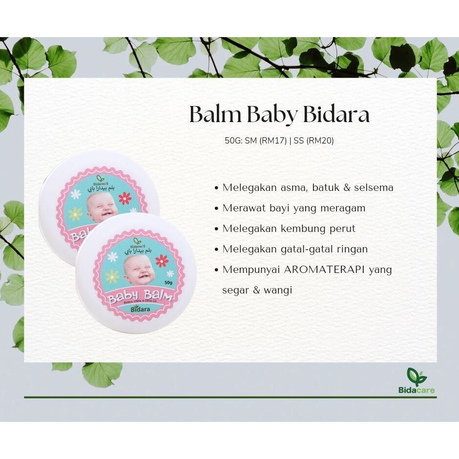 [BIDACARE] BABY BALM BIDARA AROMATHERAPY Bayi Anak Meragam Kembung Selsema Kahak 50g