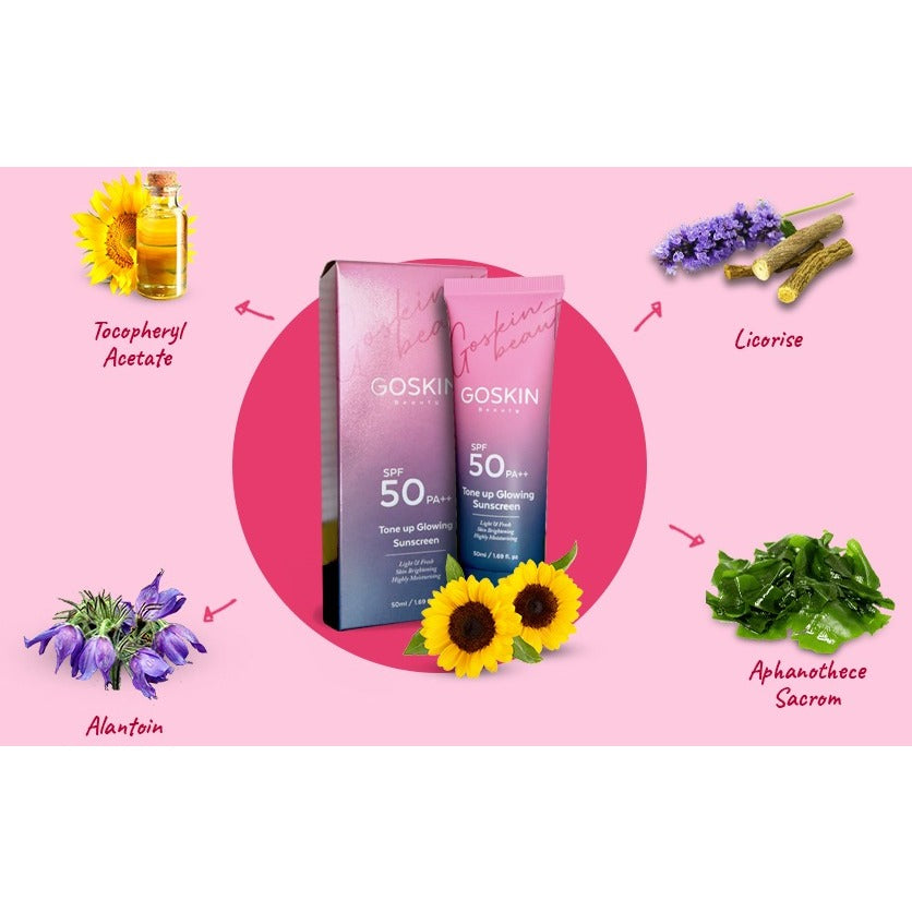 [GOSKIN BEAUTY] TONE UP GLOWING SUNSCREEN Go Skin HQ  SPF 50+ 10ml mini & 50ml Whitening
