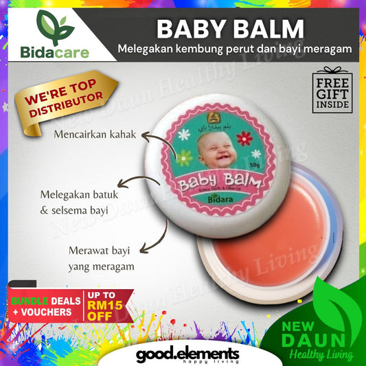 [BIDACARE] BABY BALM BIDARA AROMATHERAPY Bayi Anak Meragam Kembung Selsema Kahak 50g