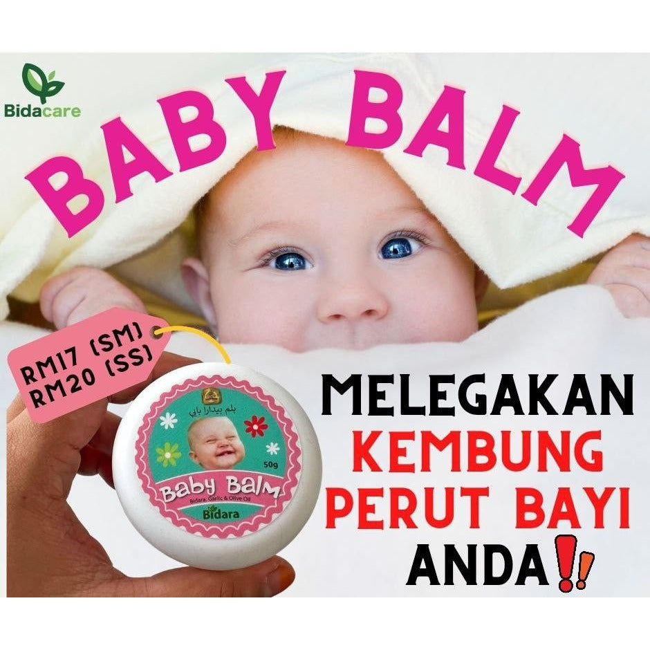 [BIDACARE] BABY BALM BIDARA AROMATHERAPY Bayi Anak Meragam Kembung Selsema Kahak 50g