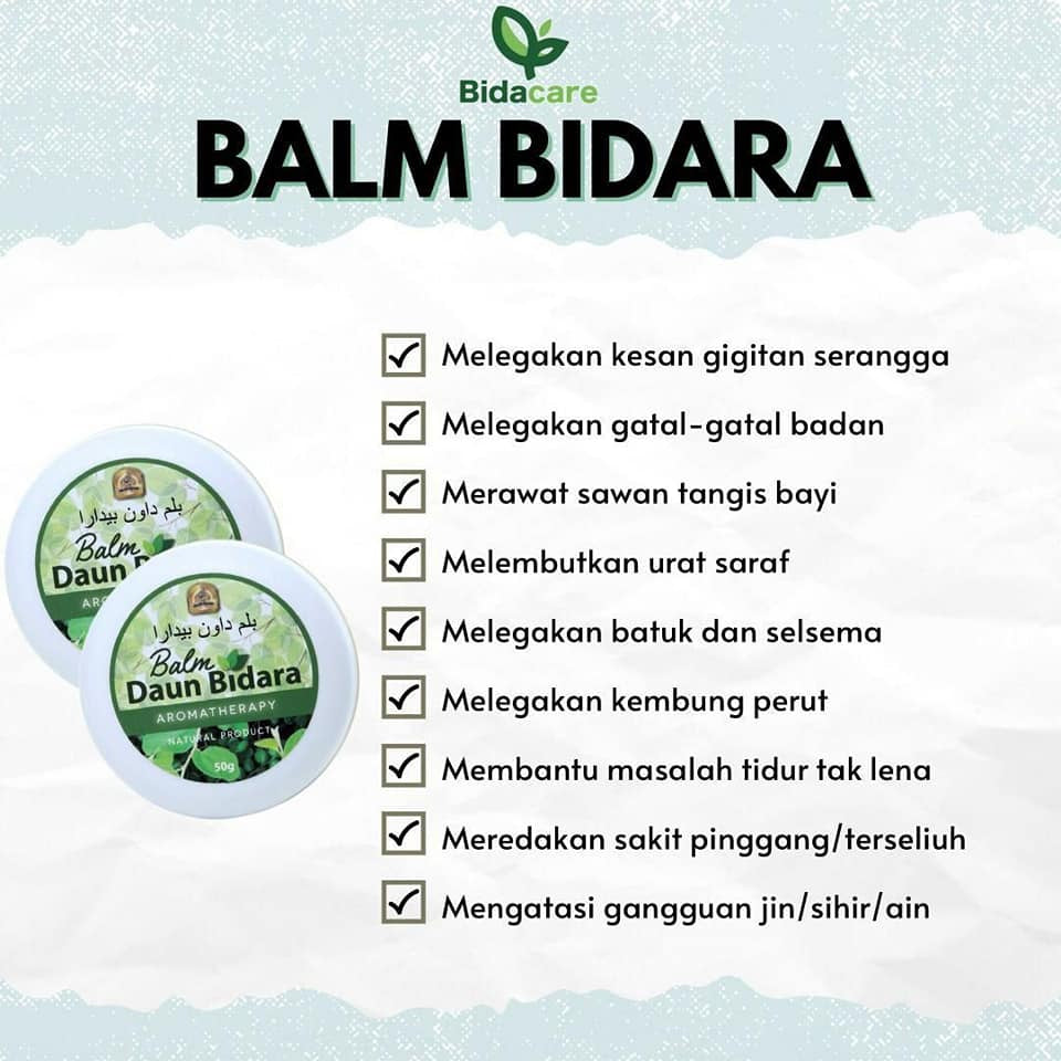 [BIDACARE] BALM BIDARA RUQYAH DAUN BIDARA aromaterapi saraf otot kembung batuk gatal 50g